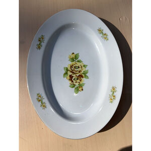 Vintage HADSON Chinaware Yellow Floral PLATTER Made In Occupied Japan Oval 13 In
